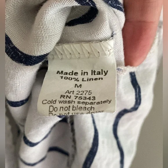 100% linen made in Italy Striped Sleeveless Dress - Picture 3 of 5